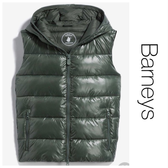 Barneys New York Jackets & Blazers - Save The Duck Hooded Green Puffer Vest S